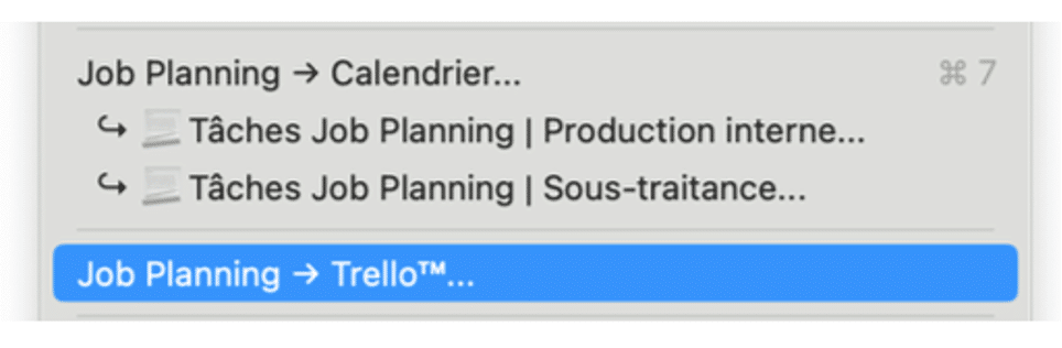 Export dans Trello